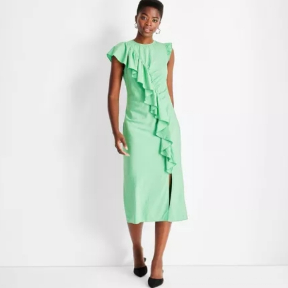 Future Collective‎ Asymmetrical Short Sleeve Flutter Dress